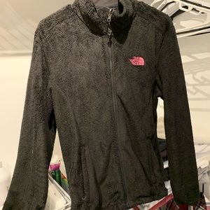 Black womens fuzzy north face jacket